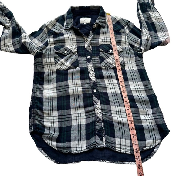 Rails Sz M Women's Kendra White Navy Forest Thick Lined Button Down Shirt - Picture 14 of 14